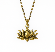 Brass Lotus flower necklace for women, without gold plated, Handmade jewelry